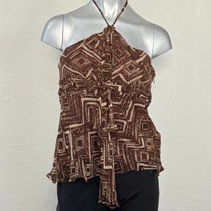 BCBG Brown Silk Halter Top